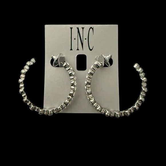INC International Concepts for Macy’s Silver Circle Hoop Party Earrings - Picture 1 of 4
